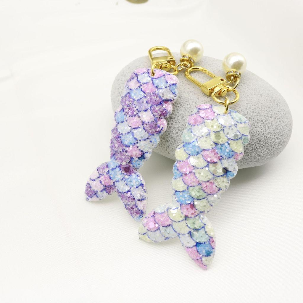 Cute Pearl Mermaid Tail Sequin Keychain