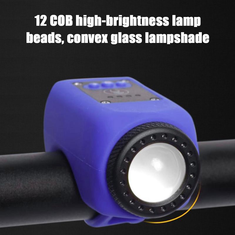 Electric Bike Horn Bike Light Bike Alarm Waterproof With 4 Modes Headlight Taillight Set USB Rechargeable 180-degree Viewing
