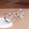 Graduated Four Round Stone Click Huggie Hoop Earrings Women Minimalist Ear Jewelry