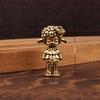 Brass Sheep Princess Figurine Retro Cute Sheep Girl Statue Flower Decor Desktop Ornament Vintage Craft Collectible Table Decor