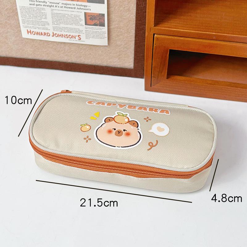Capybara Canvas Pencil Case: Cute, Large Capacity for Students & Girls
