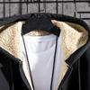 Men Hoodie Coat Solid Color Hooded Thicken Plush Winter Jacket for Daily Wear