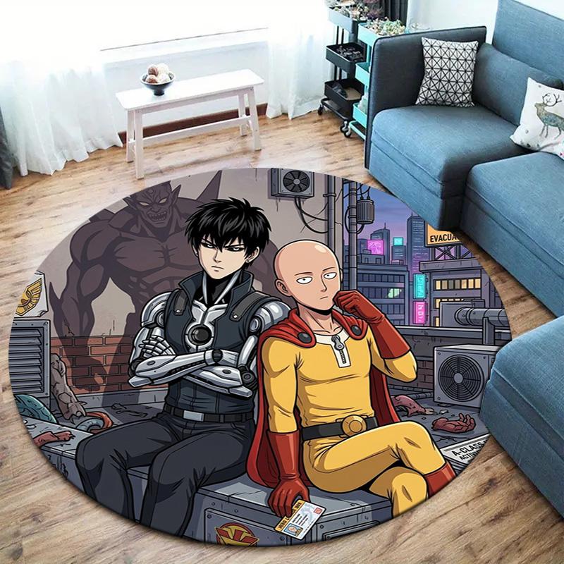 Onepunch Man Round Area Rug Carpet Rug For Living Room Bedroom Sofa Playroom Decor Nonslip Floor Mat