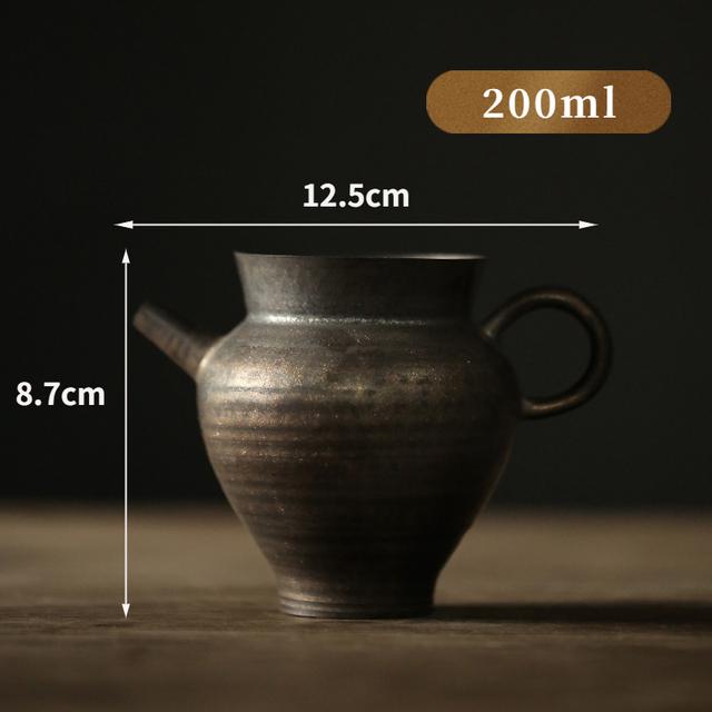 200ml džbán na čaj v japonském stylu Rustově glazovaný keramický Fair Cup Tenký Tire Tea Divider Čajová konvice s rukojetí Domácí Kung Fu čajová souprava