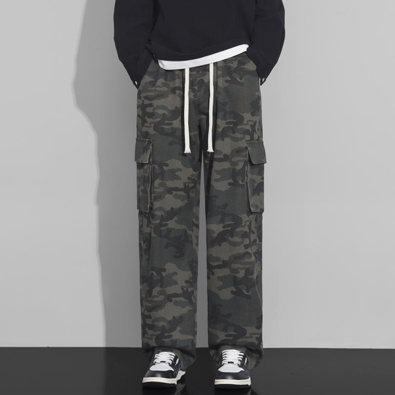 Cozy Up Camouflage Overalls Men's Pure Cotton Hip-hop Loose Straight Casual Pants