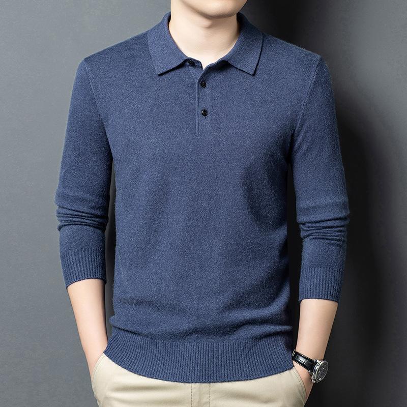Lapel Collar Long Sleeve Men's Top
