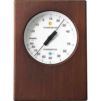 KATOMOKU Thermo-Hygrometer, Brown, km-101BR, Tabletop/Wall-Mountable, Wooden, Rectangular, 11 X 8 X 3.3 Cm