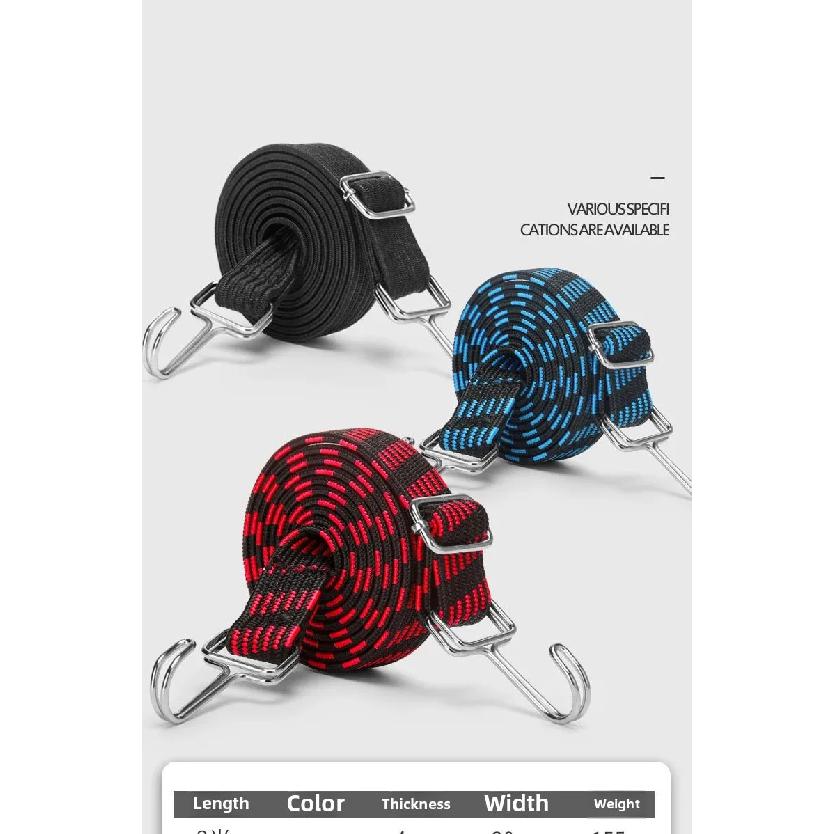 1M/2M/3M Motorcycle Elastic Rubber Luggage Rope with Cord Hooks Bike Roof Rack Strap Auto Fixed Band Tie Car Accessories