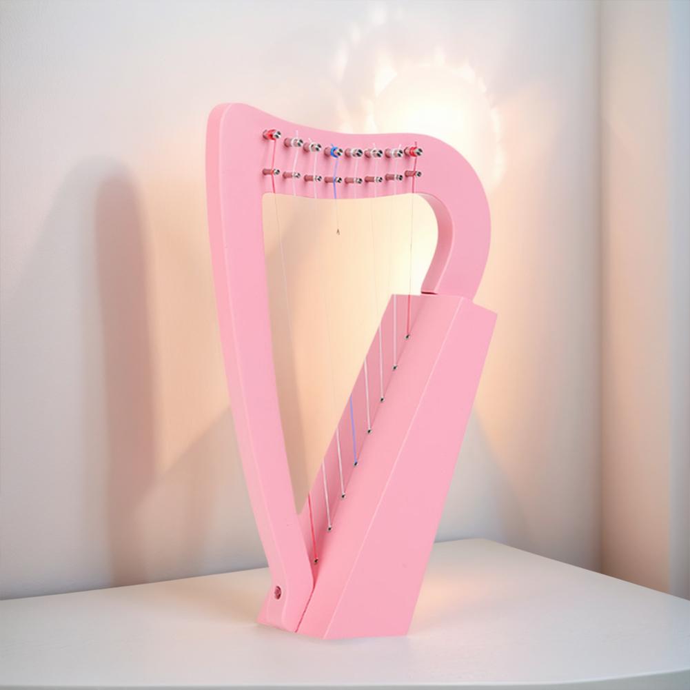 8 Strings Lyre Harp Solid Wood Mini Harp with Tuning Wrench Stringed Instrument for Kids and Adult Beginner