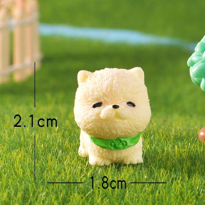 3 Pcs Cute Cartoon Bib Puppy Mini Resin Figurines Garden Moss Miniature Landscape DIY Ornament Car Desktop Dog Animal Decorations