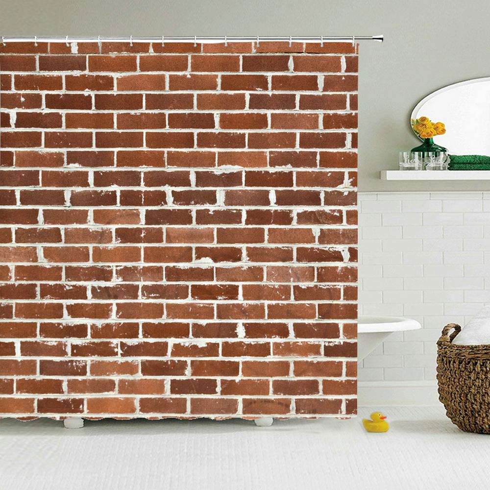 Old Brick Wall Shower Curtains Bathroom Curtain for Home Decoration Waterproof Polyester Fabric Bath Screen Curtain With 12 Hook