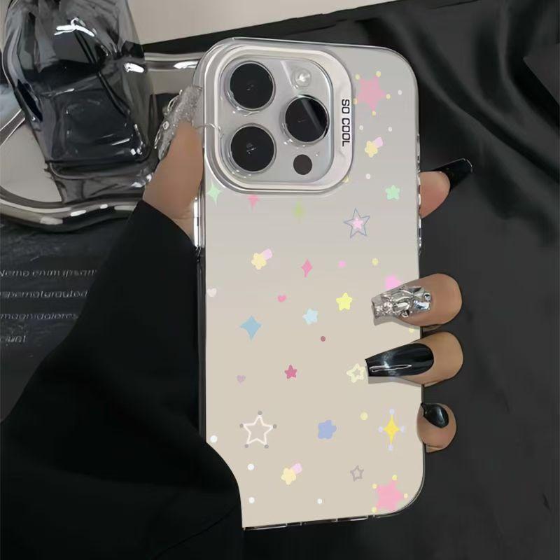 Polka dot color star color silver shell for Apple 16/15/14 Pro mobile phone case 15promax13/12/11X