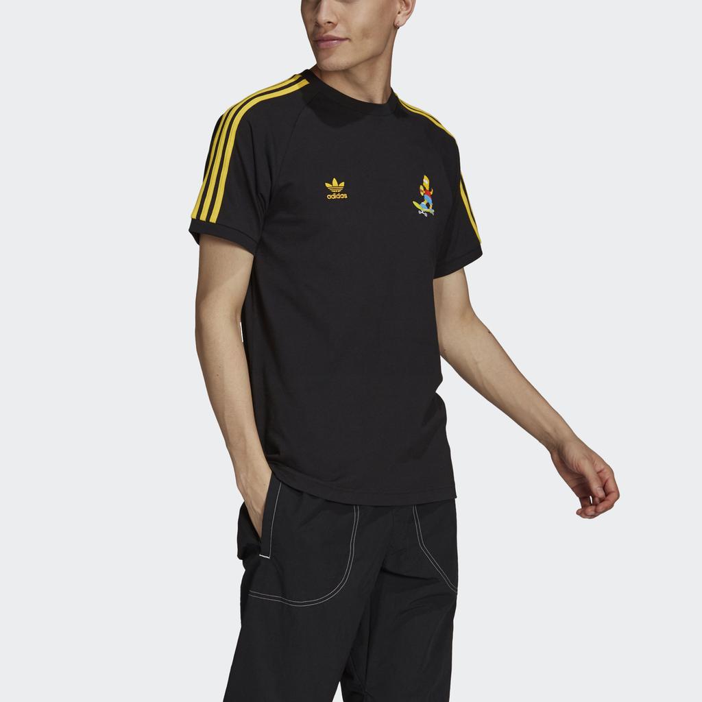 Adidas Originals X The Simpsons Three-Stripe Colorblock Retro T-Shirt Men Tops Black HA5815