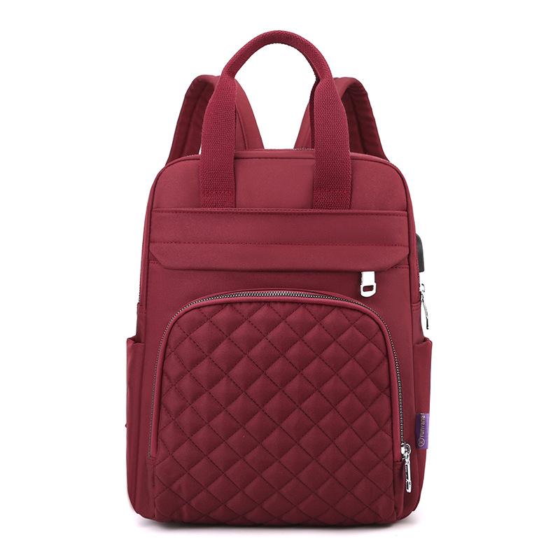Nouveau sac à dos d'automne à carreaux losanges pour femmes, sac à dos tendance en tissu nylon, sac pour femmes, sac d'écolier pour étudiantes