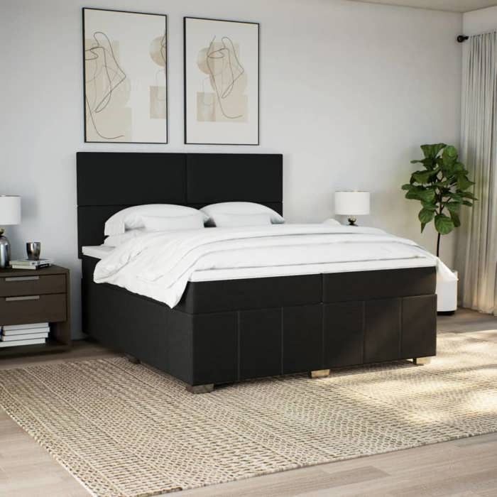 Maison Exclusive - Sommier à lattes de lit avec matelas Noir 200x200 cm Tissu