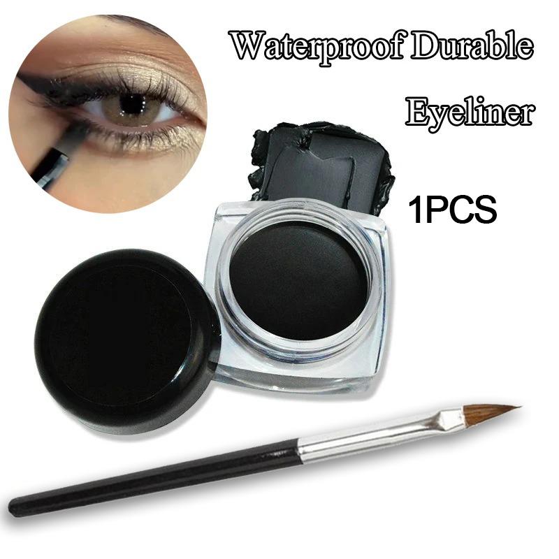 

Black Eyeliner Cream Waterproof Beauty Cosmetics Long Lasting Eyeliner Gel Eyeshadow Makeup Tools with Brush Set Matte Eye Liner