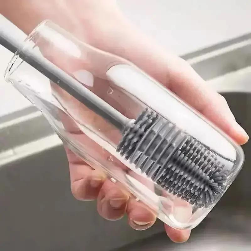1pc-Long Handle Silicone Bottle Brush Cleaning Brush Kitchen Cleaning Cup Brush Thermos Glass Brush Cleaning Tools