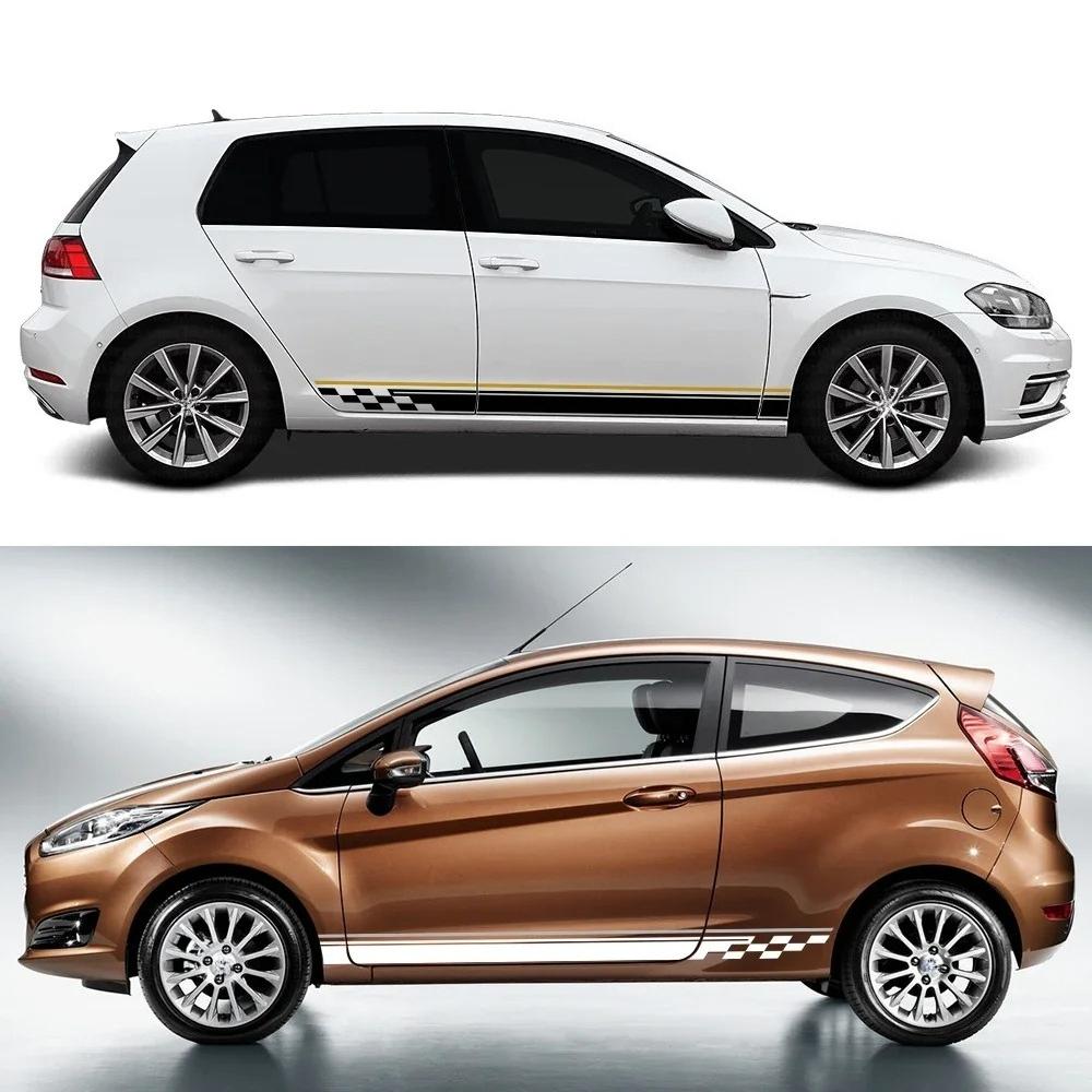 ForFiesta MK7 Car Door Side Skirts Stickers Kit PVC Vinyl Decals Waterproof Auto Exterior Decoration Stickers Accessories