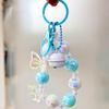Butterfly Key Chain Colorful Beads Phone Pendant Wrist Strap Car Key Ring Bag Decor Headphone Case Charms
