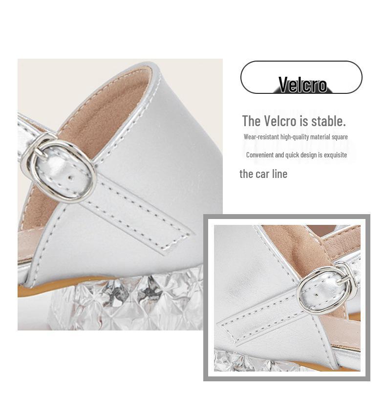 2025 New Girl's Bowknot High Heel Sandals - Princess Style for Outdoor Wear