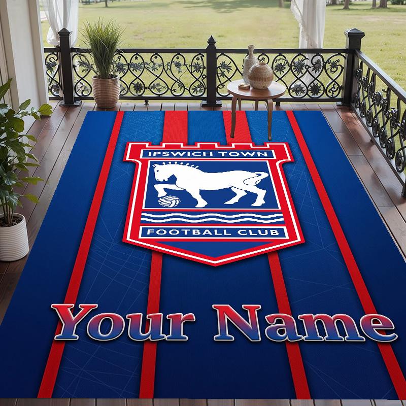 Custom Text Printed Rug Ipswich Town Non Slip Floor Carpet For Home Room Decor