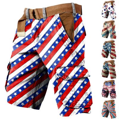 Men's Independence Day Printed Multi Pocket Workwear Shorts
