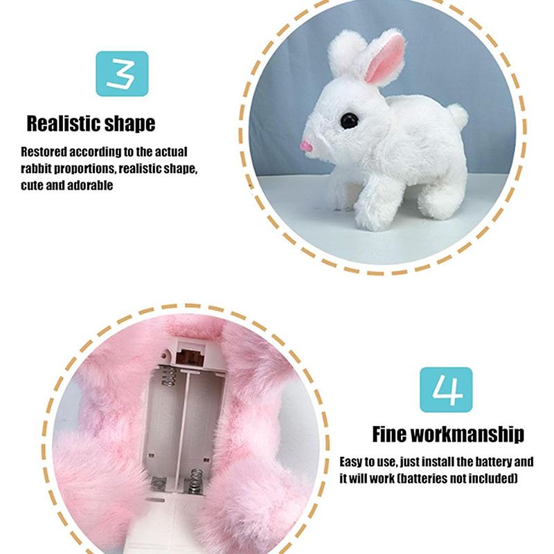 

Моя реалистичная игрушка-кролик с морковкой 2025 Пасхальная плюшевая развивающая интерактивная игрушка Кролики умеют ходить и говорить Ручной работы Прыгающий