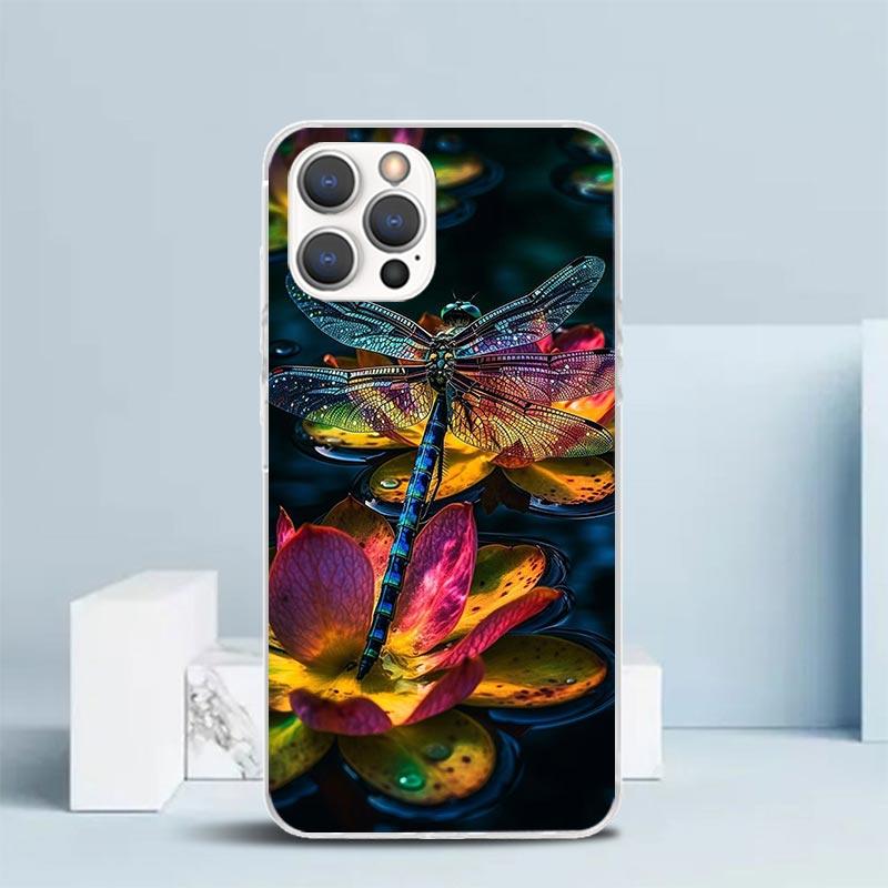

Beautiful Dragonfly Enthusiasts Soft Cover for iPhone 16 17 Air 15 14 Pro Max 16E Phone Case 13 Mini 12 11 7 SE 8 Print Pattern iPhone 13 Pro