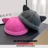 1pc Winter Warm Landlord Hat for Men,outdoor Windyproof Versatile Bucket Hat with Cute Cat Ear,adjustable Brimles Melon Skin Hat