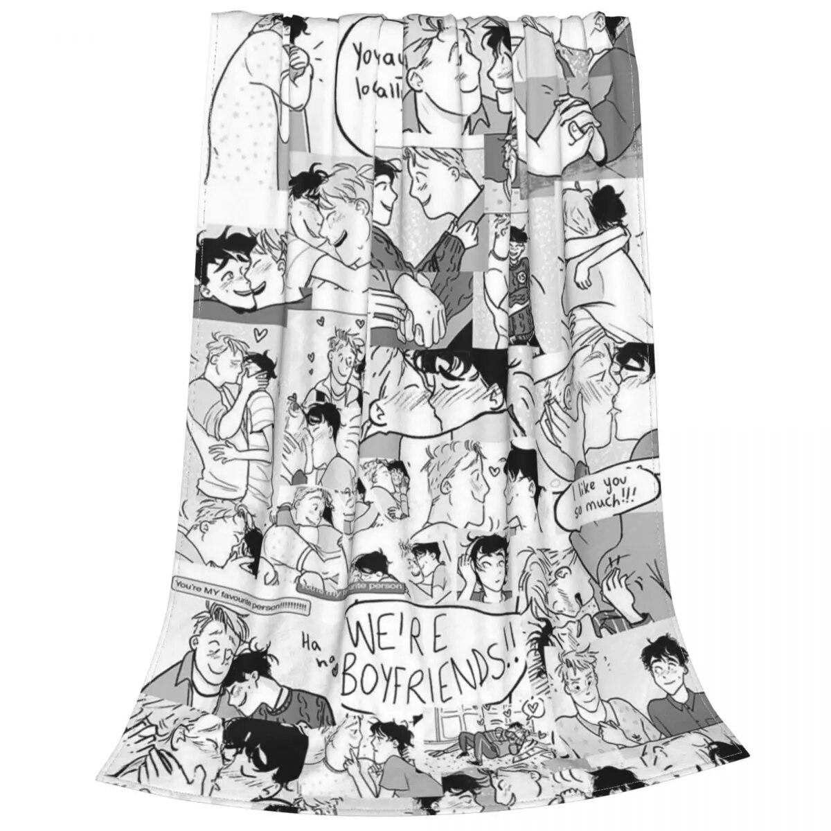 

Heartstopper Yaoi Blanket Summer Air Conditioning Nick Charlie Anime Lgbt Boy Love М які ковдри для дивана Покривало для автомобіля 75x100cm 30x40in