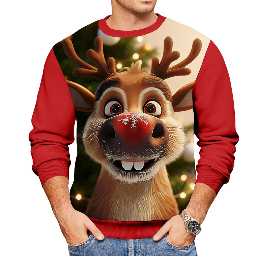 Weihnachtsdruck Lockerer Herren-Hoodie