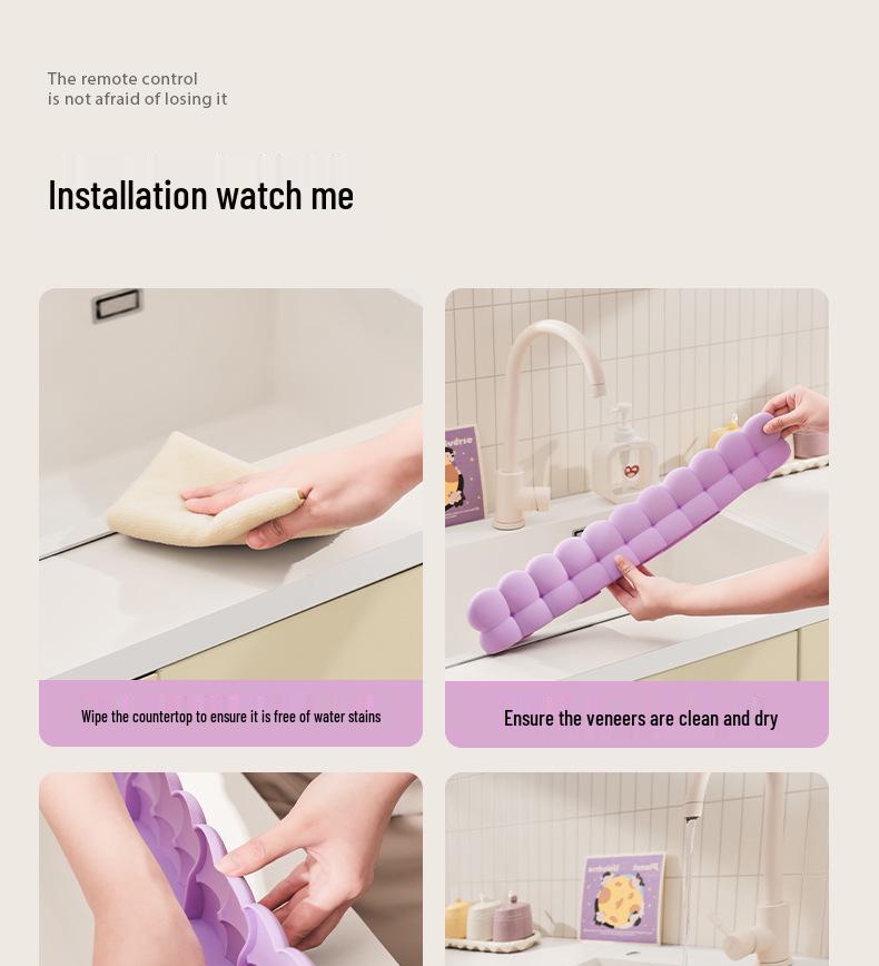 Dopamine Silicone Splash Guard: Waterproof, Easy-to-Clean Sink Edge Barrier for Kitchen and Bathroom.