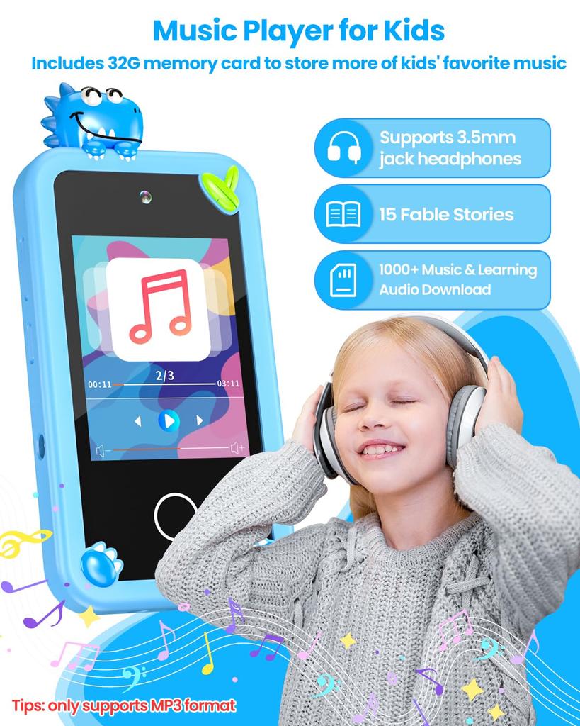 32G Kids Smartphone Baby Mobile Phone Kids Kids Phone Educational Toy Inch Mobile Smartphone for Dual MP3 Music Torch Boys and Storytelling Mobile