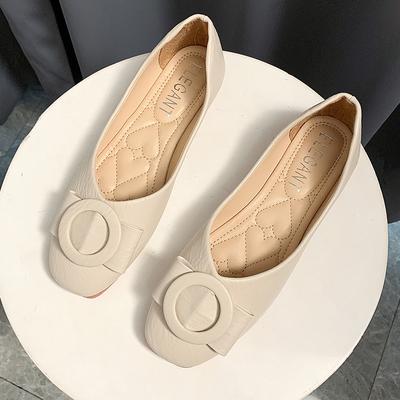 Dameneinzelne Schuhe mit flachem Boden 2025 Frühling neue koreanische Version vielseitige Doudou-Schuhe eckige Zehenpartie flacher Ausschnitt Internet-Berühmtheit Slipper wo