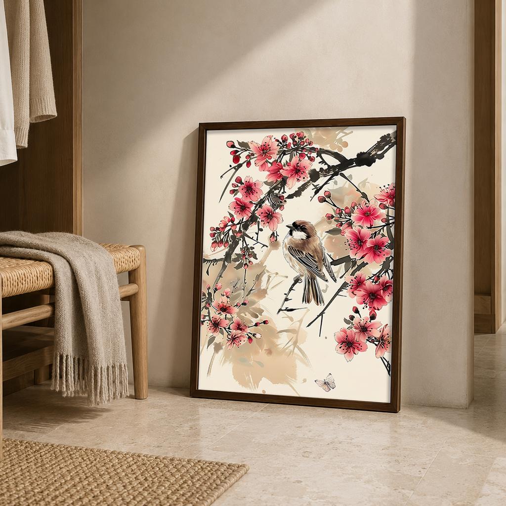 Nordic Wall Art Bird & Flowers Chinese Style Canvas Painting Modern Style Poster Prints Bedroom Living Room Wall Decor