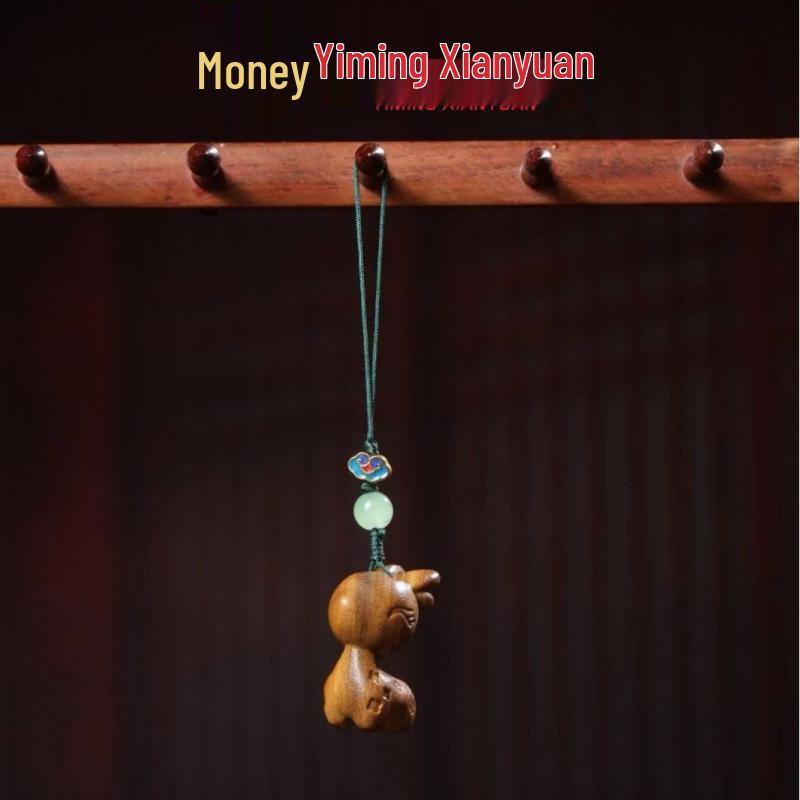 Red Sandalwood Deer Tassel Phone Chain & Keychain Pendant