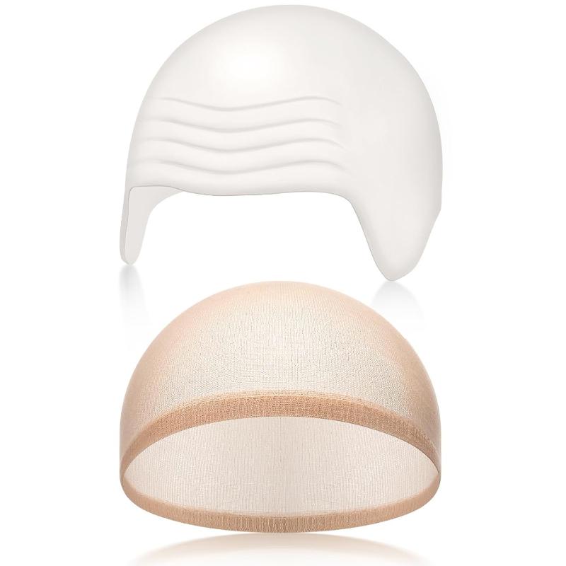 Stretchable Bald Cap Set Nylon Latex Durable Cosplay Headwear Halloween Wig Cap for Role Play Themed Party Stage Makeup Use
