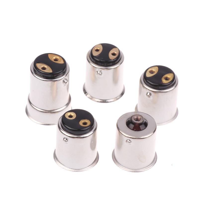 10Pcs B15 Brass-Nickel Plated Lamp Cap 1156 Single Contact Bayonet Auto Lamp Holder Ba15S Bay15D Auto Bulb Holder Cap