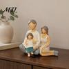 Modern Abstract Home Decoration Family Reading Figurine Resin Statue, Faceless Parent Child Sculpture, Hand-Painted Minimalist Nordic Decor Ornaments