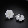 Bohemian Jewelry Women Girl Camellia Simulated Pearl Big White Flower Stud Earrings