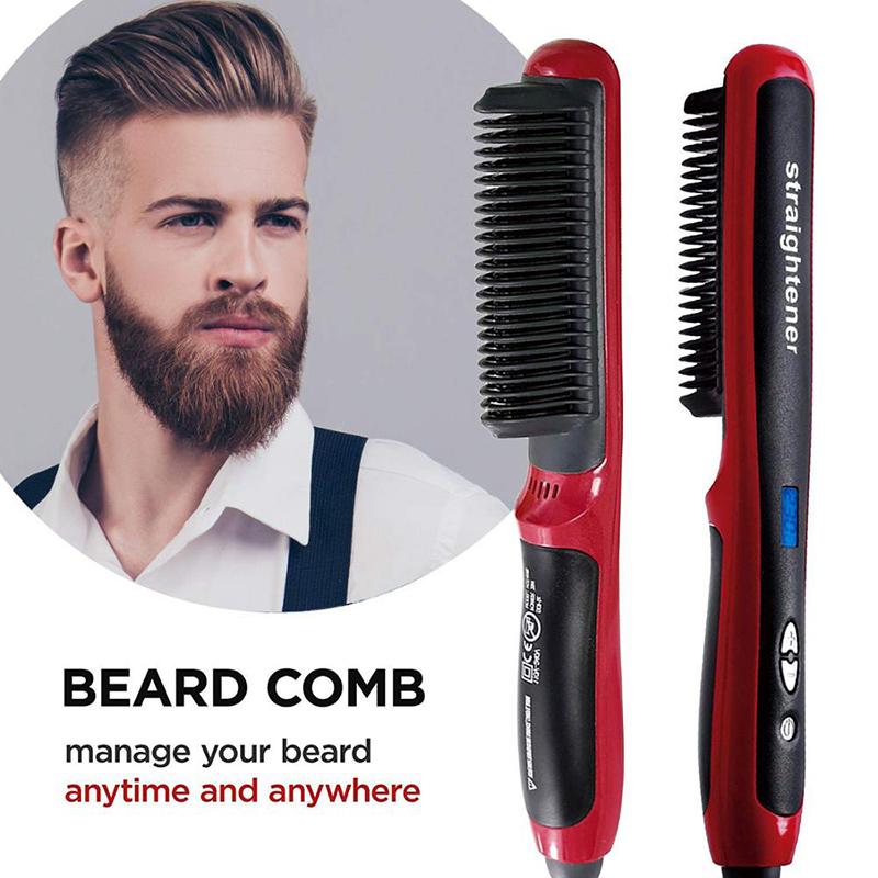 Straightening Heating Combs Men Beard Hair Straightener Ceramic Curler Electric Hair Brush Straightener