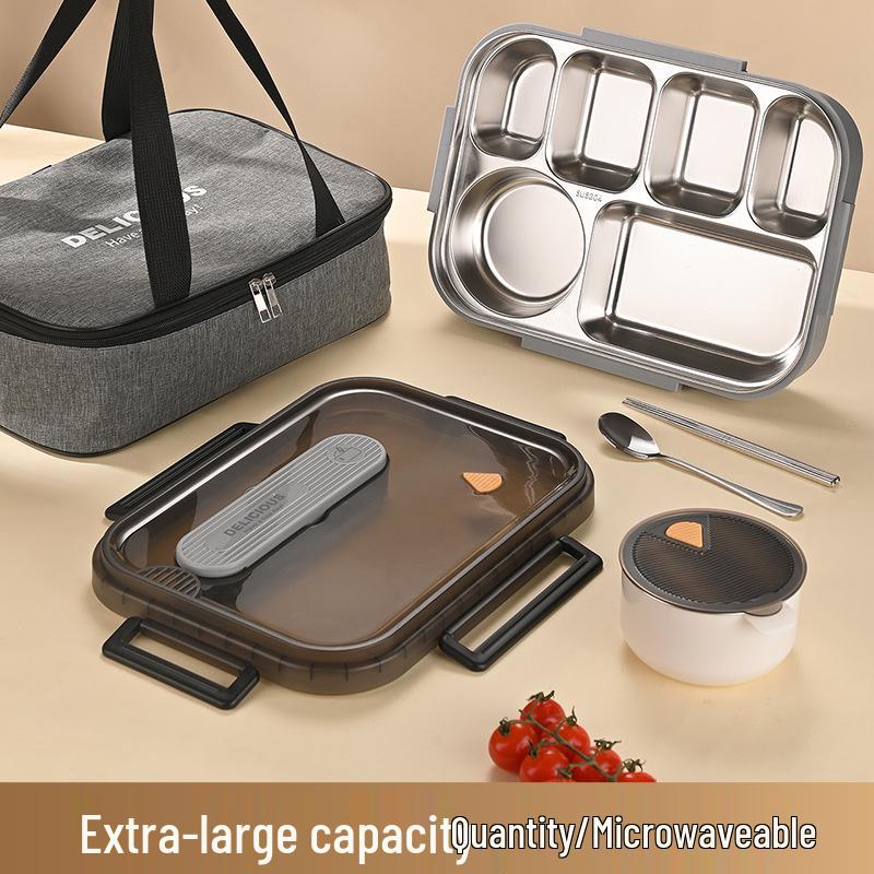 304 Stainless Steel Insulated Lunch Box with Lid, Large Capacity for Adults, Office & Student Use, Microwave Safe Bento Box