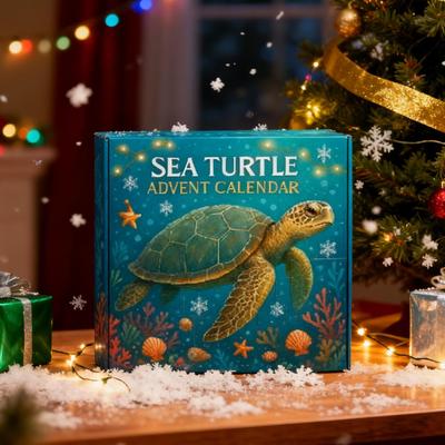 2D Acrylic Sea Glass Marine Life Christmas Advent Calendar, 24 Days Ocean-themed Animals Turtles Christmas Countdown Calendar