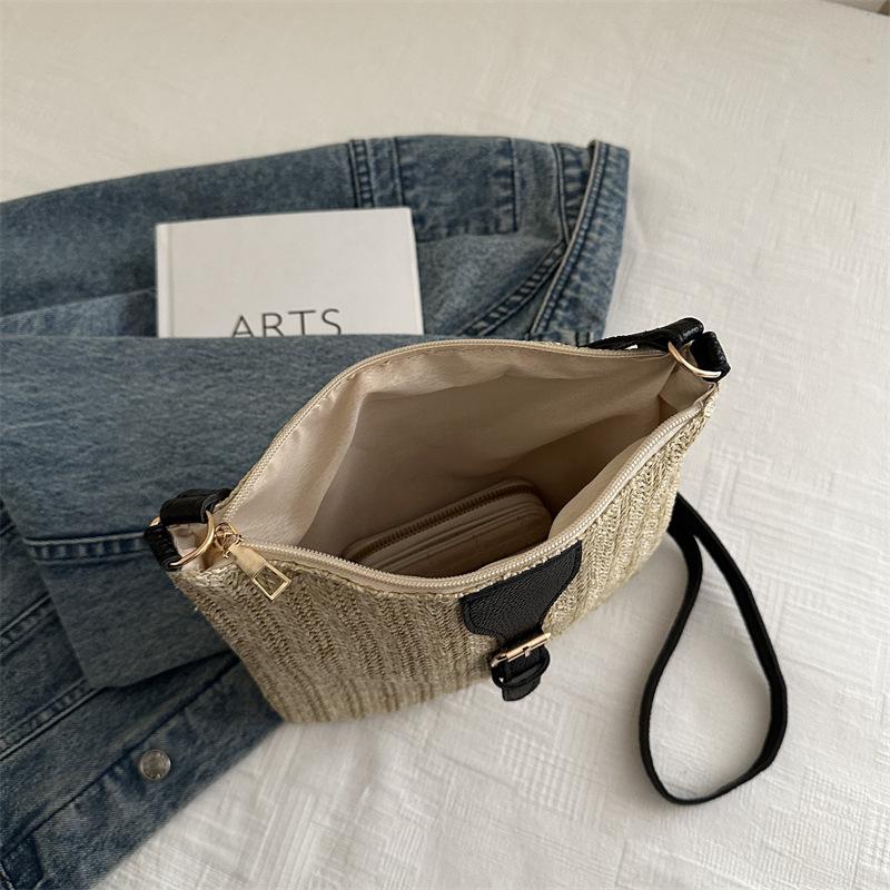 Niche commuter messenger bag mobile phone bag women's bag large capacity seaside leisure beach bag versatile straw bag shoulder bag
