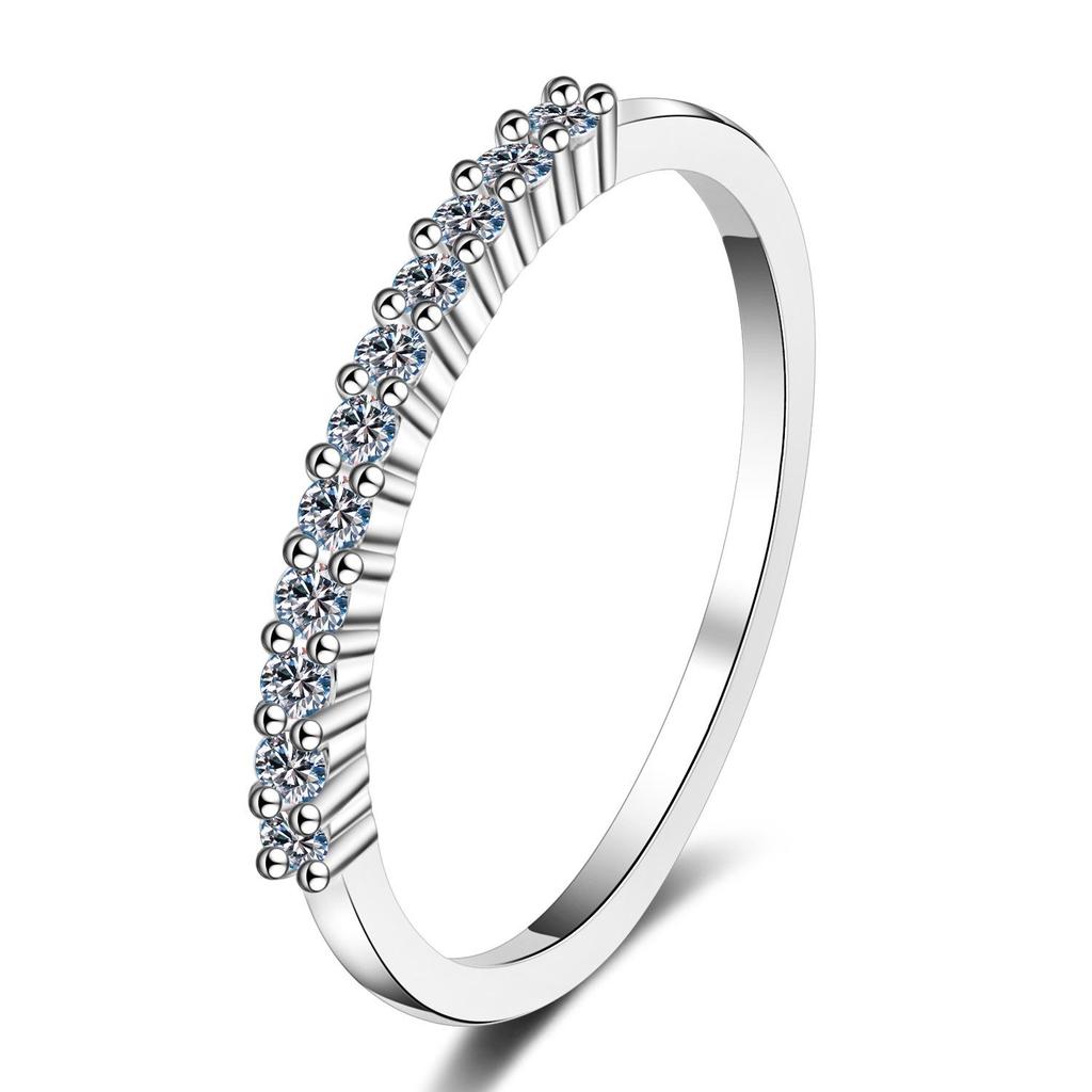 S925 Sterling Silver Moissanite Eternity Ring: Simulated Diamond Engagement Gift