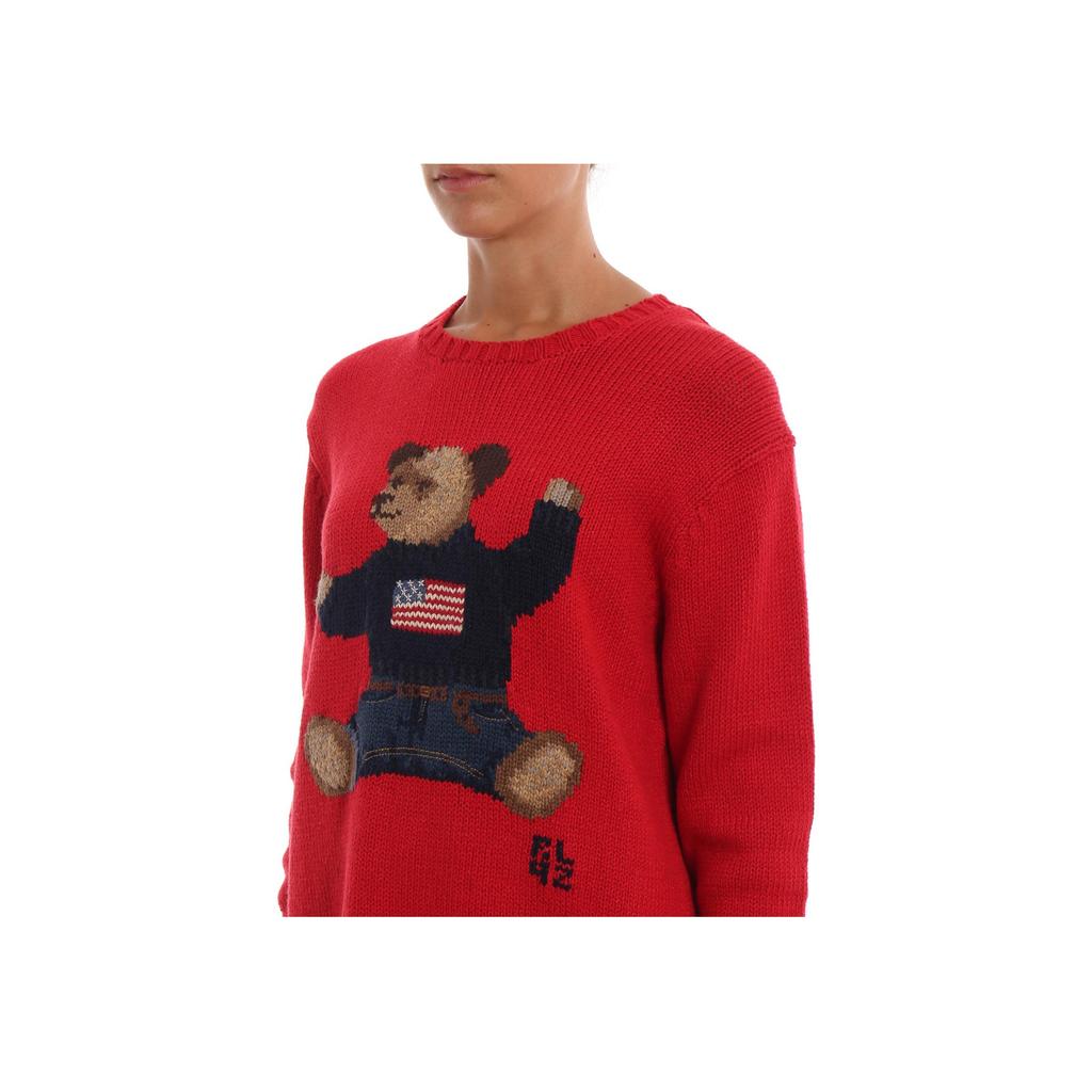 Polo Ralph Lauren Polo Bear Pattern Embroidered Long Sleeve Crew Neck Knit Sweater Women sweater WMPOSWEN6810316-D71