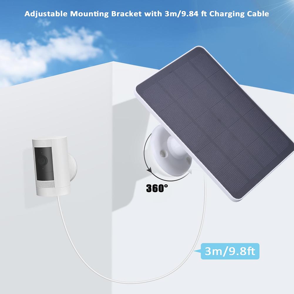 20W IP Security Camera Charger IP65 Waterproof Portable Solar Panel 360 Rotating for Ring Spotlight Camera/Ring Stick Up Camera