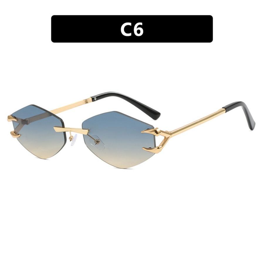 New Women Sunglasses Personalized Frameless Eyeglass Polygonal Sun Glasses Casual Hip-Hop Trend Outdoor Shades Men Uv400