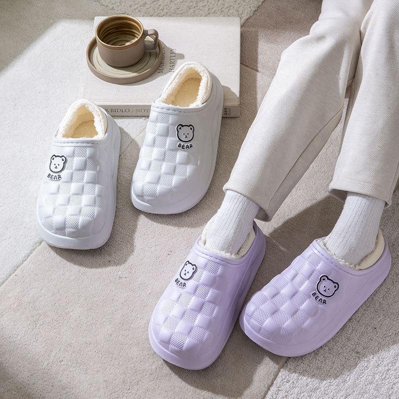 Waterproof cotton slipper bag and autumn and winter new thick-soled non-slip indoor home winter cotton shoes women's confinement shoes