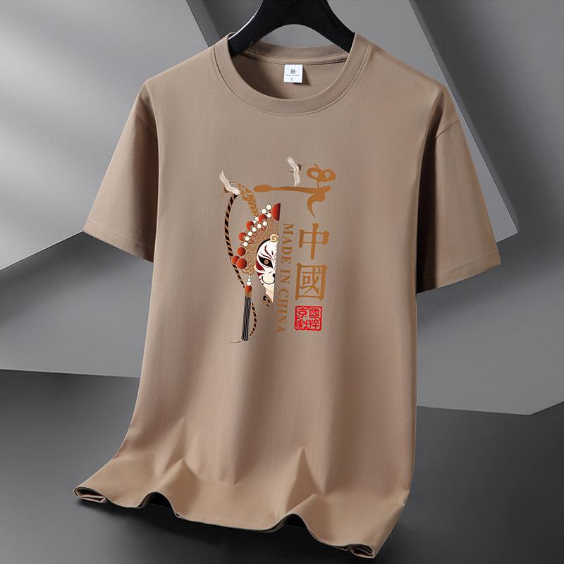 Peking Opera 10 barev Pure Cotton Pánské tričko s kulatým výstřihem Krátký rukáv Volný Pánské tričko Velká velikost S-6XL